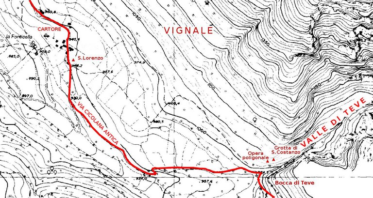 Carta topografica militare - Parti in rosso inserite da Roberto Tupone - 20.04.2013
