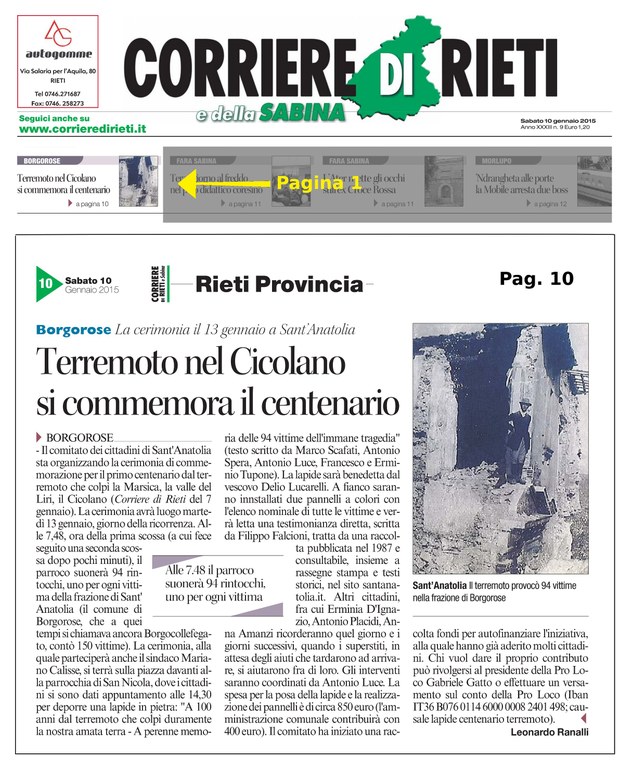 Corriere di Rieti del 10-01-2015