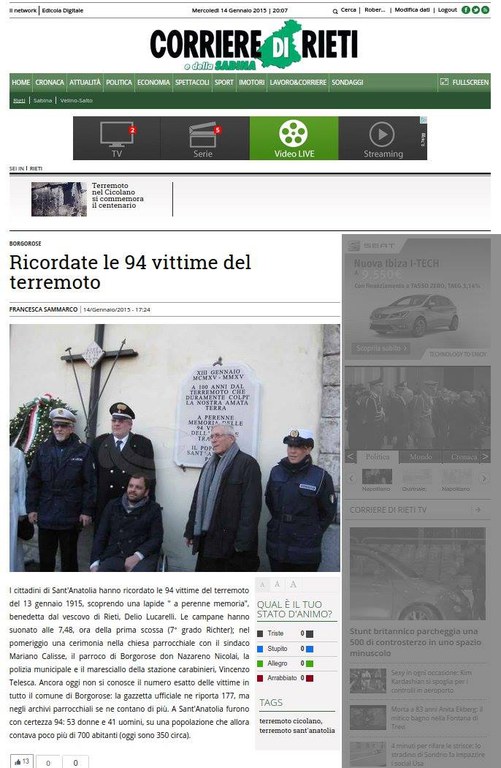 Corriere di Rieti online del 14-01-2015