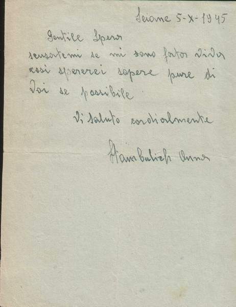 1945 - Lettera di Anna Stambulich