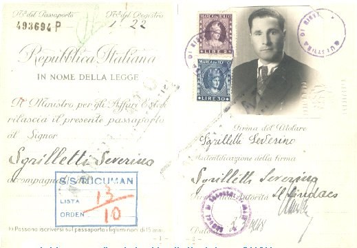 Passaporto di Severino Sgrilletti