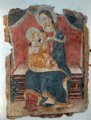 Madonna del Latte - Hotel Italia - Foligno - Autore scuola Mesastris - Affresco - XV secolo - Fotografia tratta da internet